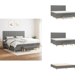 vidaXL Boxspring - Boxsprings - Pocketveringbed - Bed - Boxspring met matras stof donkergrijs 200x200 cm