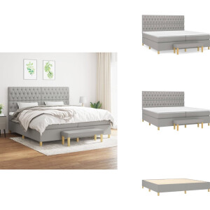 vidaXL Boxspring - Boxsprings - Pocketveringbed - Bed - Boxspring met matras stof lichtgrijs 200x200 cm