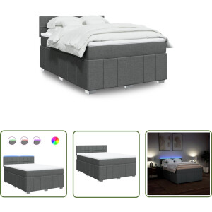 vidaXL Klikmechanisme - Dynamische Sleutel - Boxspring met matras stof donkergrijs 140x200 cm - Draaibare Kop - Torque Wrench - Gereedschapset