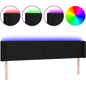 vidaXL - Hoofdbord - LED - 183x16x78/88 - cm - stof - zwart