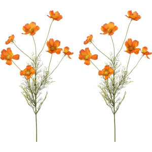 Viv! Home Luxuries Cosmos - kunstbloem - 2 stuks - oranje - 77cm