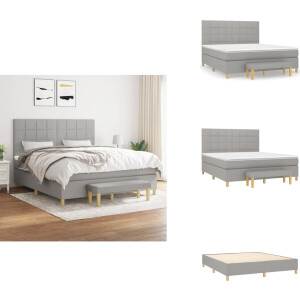 vidaXL Boxspring - Boxsprings - Pocketveringbed - Bed - Boxspring met matras stof lichtgrijs 160x200 cm
