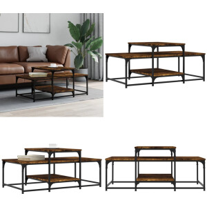 vidaXL Salontafel 102x60x45 cm bewerkt hout gerookt eikenkleurig - Salontafel - Salontafels - Bijzettafel - Banktafel