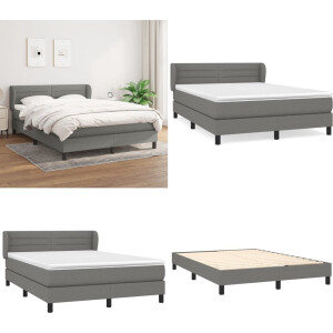 vidaXL Boxspring met matras stof donkergrijs 140x200 cm - Boxspring - Boxsprings - Bed - Slaapmeubel