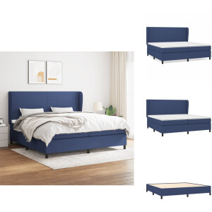 vidaXL Boxspring - Boxsprings - Bed - Slaapmeubel - Boxspring met matras stof blauw 200x200 cm