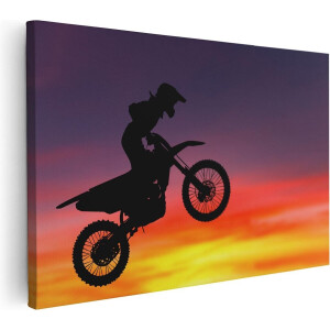Artaza Canvas Schilderij Silhouet Van Een Motorcross In De Lucht - 90x60 - Foto Op Canvas - Canvas Print - Muurdecoratie