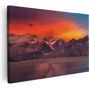 Artaza Canvas Schilderij Meer Bij De Bergen Bij Zonsondergang - 120x80 - Groot - Foto Op Canvas - Wanddecoratie Woonkamer