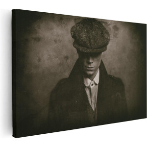 Artaza Canvas Schilderij Engelse Gangster Uit Jaren 1920 - Zwart Wit - 30x20 - Klein - Foto Op Canvas - Canvas Print