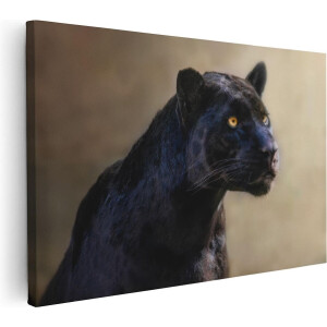 Artaza Canvas Schilderij Zwarte Panter Met Oranje Ogen - 30x20 - Klein - Foto Op Canvas - Canvas Print