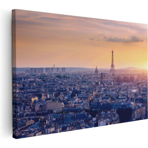 Artaza Canvas Schilderij Skyline Van Parijs Tijdens Zonsondergang - 120x80 - Groot - Foto Op Canvas - Wanddecoratie Woonkamer
