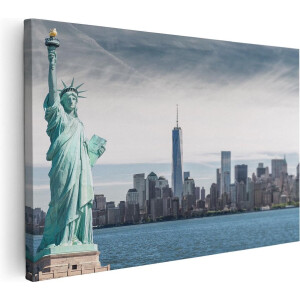 Artaza Canvas Schilderij Vrijheidsbeeld In New York  - 90x60 - Foto Op Canvas - Canvas Print