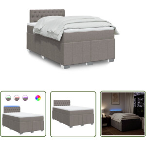 vidaXL Slaapcomfort - Boxspring - Boxspring met matras stof taupe 120x190 cm - Boxspringbed - Matras - Led-verlichting