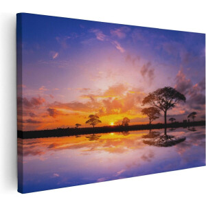 Artaza Canvas Schilderij Silhouet Van Bomen Tijdens Zonsondergang - 120x80 - Groot - Foto Op Canvas - Wanddecoratie Woonkamer