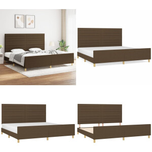 vidaXL Bedframe zonder matras stof donkerbruin 200x200 cm - Bedframe Met Hoofdeinde - Bedframes Met Hoofdeindes - Bed - Slaapmeubel
