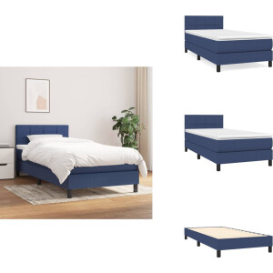 vidaXL Boxspring - Boxsprings - Bed - Slaapmeubel - Boxspring met matras stof blauw 100x200 cm