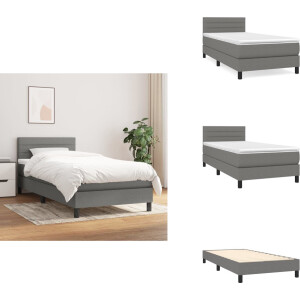 vidaXL Boxspring - Boxsprings - Bed - Slaapmeubel - Boxspring met matras stof donkergrijs 80x200 cm