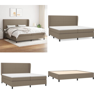 vidaXL Boxspring met matras stof taupe 200x200 cm - Boxspring - Boxsprings - Bed - Slaapmeubel