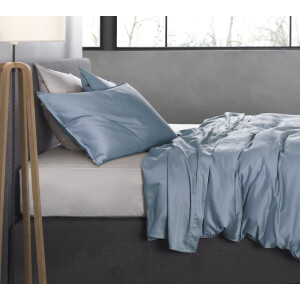 Zohome Dekbedovertrek Satinado - Effen Bedlinnen - 260x220 - Blauw - Dekbedhoes van 100% Katoen-Satijn