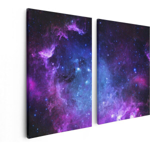 Artaza Canvas Schilderij Tweeluik Ruimte in het Paars Blauw  - 80x60 - Foto Op Canvas - Canvas Print