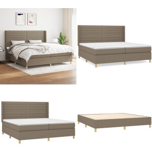 vidaXL Boxspring met matras stof taupe 200x200 cm - Boxspring - Boxsprings - Bed - Slaapmeubel
