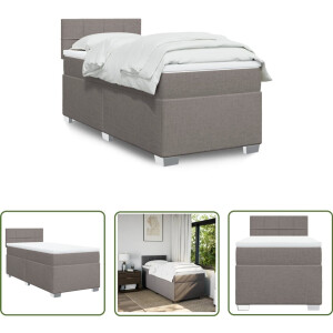 vidaXL Slaapcomfort - Boxspring - Boxspring met matras stof taupe 90x200 cm - Nachtkussen - Pocketvering - Taupe Kleuren