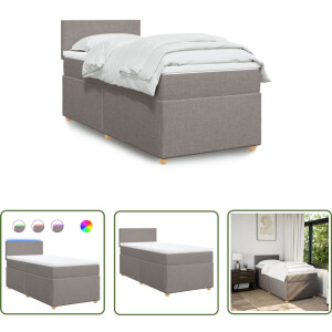 vidaXL Slaapcomfort - Boxspring - Boxspring met matras stof taupe 90x190 cm - Boxspringbed - Led Verlichting - Taupecleur