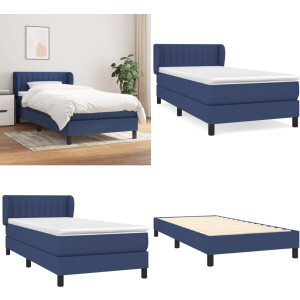 vidaXL Boxspring met matras stof blauw 100x200 cm - Boxspring - Boxsprings - Bed - Slaapmeubel