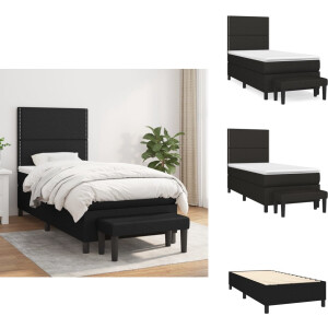 vidaXL Boxspring - Boxsprings - Pocketveringbed - Bed - Boxspring met matras stof zwart 80x200 cm