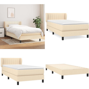 vidaXL Boxspring met matras stof crèmekleurig 80x200 cm - Boxspring - Boxsprings - Bed - Slaapmeubel