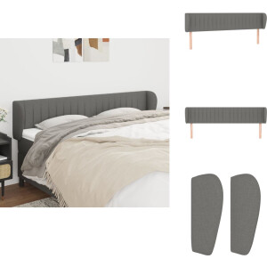 vidaXL Hoofdbord - Hoofdborden - Hoofdeinde - Houten Hoofdbord - Hoofdbord met randen 203x23x78/88 cm stof donkergrijs