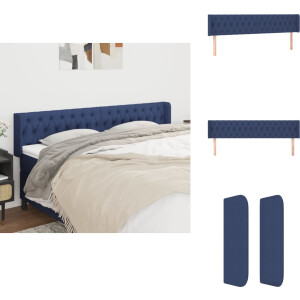 vidaXL Hoofdbord - Hoofdborden - Hoofdeinde - Houten Hoofdbord - Hoofdbord met randen 183x16x78/88 cm stof blauw