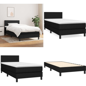 vidaXL Boxspring met matras stof zwart 90x190 cm - Boxspring - Boxsprings - Bed - Slaapmeubel