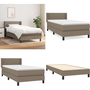 vidaXL Boxspring met matras stof taupe 80x200 cm - Boxspring - Boxsprings - Bed - Slaapmeubel