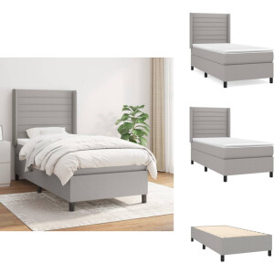 vidaXL Boxspring - Boxsprings - Bed - Slaapmeubel - Boxspring met matras stof lichtgrijs 100x200 cm