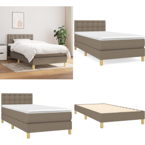vidaXL Boxspring met matras stof taupe 90x200 cm - Boxspring - Boxsprings - Bed - Slaapmeubel