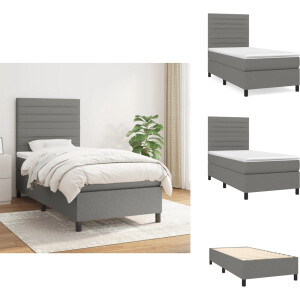 vidaXL Boxspring - Boxsprings - Bed - Slaapmeubel - Boxspring met matras stof donkergrijs 80x200 cm