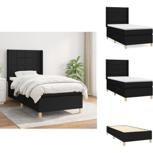 vidaXL Boxspring - Boxsprings - Bed - Slaapmeubel - Boxspring met matras stof zwart 90x200 cm
