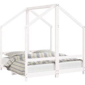 vidaXL - Kinderbedframe - 2x(70x140 - cm - massief - grenenhout - wit
