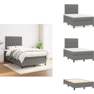 vidaXL Boxspring - Boxsprings - Bed - Slaapmeubel - Boxspring met matras stof donkergrijs 120x200 cm