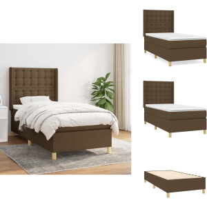 vidaXL Boxspring - Boxsprings - Bed - Slaapmeubel - Boxspring met matras stof donkerbruin 90x190 cm
