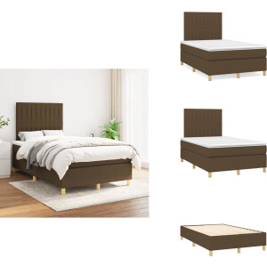 vidaXL Boxspring - Boxsprings - Bed - Slaapmeubel - Boxspring met matras stof donkerbruin 120x200 cm