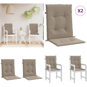 vidaXL Tuinstoelkussens lage rug 2 st 100x50x3 cm oxford stof taupe - Stoelkussen - Stoelkussens - Tuinstoelkussen - Buitenkussen