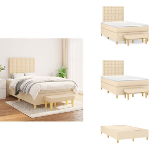 vidaXL Boxspring - Boxsprings - Pocketveringbed - Bed - Boxspring met matras stof crèmekleurig 120x200 cm