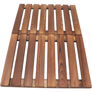 JHubers Goods - Badmat van hout - Opvouwbaar en antislip - Lamellendesign - Bruin