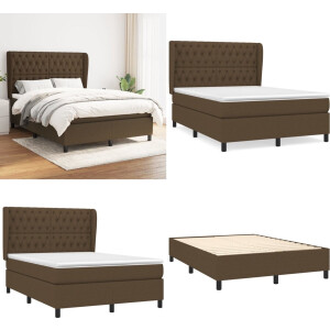 vidaXL Boxspring met matras stof donkerbruin 140x200 cm - Boxspring - Boxsprings - Bed - Slaapmeubel