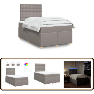 vidaXL Boxspring met matras stof taupe 120x200 cm