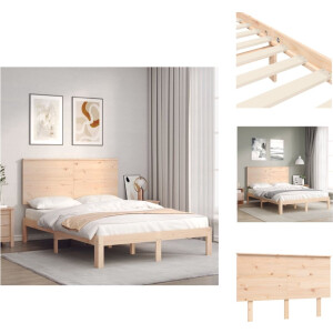 vidaXL Bedframe Grenenhouten - 203.5 x 143.5 x 82.5 cm - Multiplex Lattenbodem - Bed