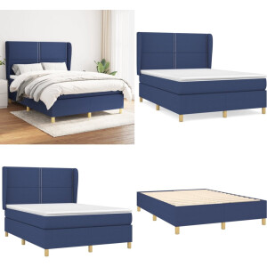 vidaXL Boxspring met matras stof blauw 140x190 cm - Boxspring - Boxsprings - Bed - Slaapmeubel