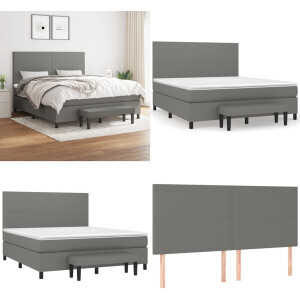 vidaXL Boxspring met matras stof donkergrijs 160x200 cm - Boxspring - Boxsprings - Pocketveringbed - Bed