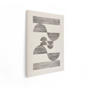 Artaza Canvas Schilderij Abstracte Geometrische Vormen met Lijnen in Zwart-Wit Kunstprint - 30x40 cm - Klein - Wanddecoratie Woonkamer - Schilderijen - Muurdecoratie